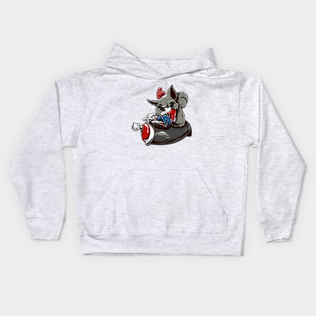 Racoon Riding Spray Kids Hoodie by Mako Design 